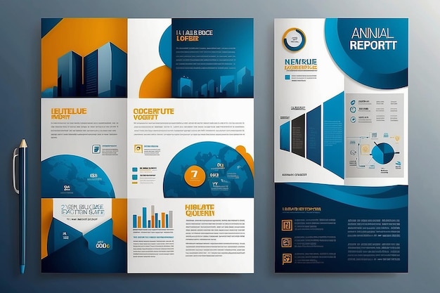 Photo blue brochure layout design template annual report flyer leaflet cover presentation modern background