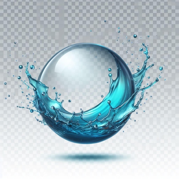 Foto una bolla blu con spruzzi d'acqua e bolle