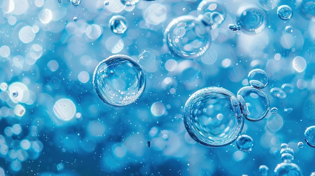 은 물에 있는 파란 거품 (blue bubbles in clear water)