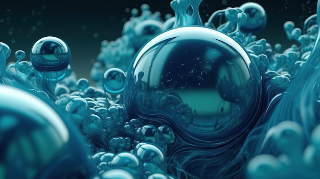 Foto bolle blu flusso sfondo ai generativo