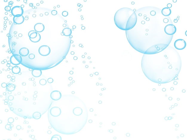 Photo blue bubbles isolated on white background