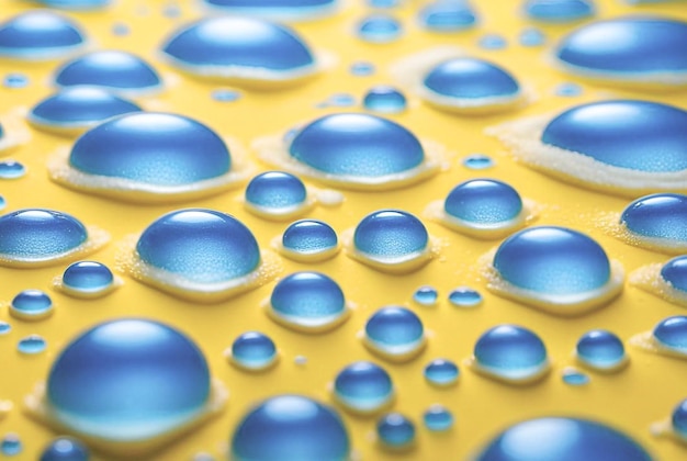 Blue bubbles on a yellow surface