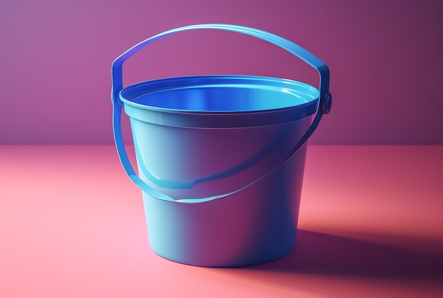 A blue bucket with a handle that says'i'm a water '