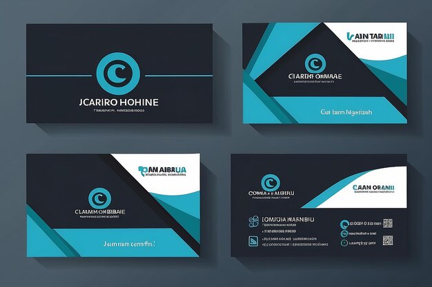 Blue Business Card Flat Design Template Vector