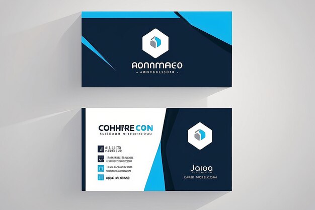 Blue Business Card Flat Design Template Vector