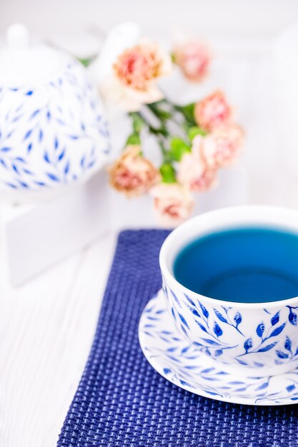 Photo blue butterfly pea flower tea