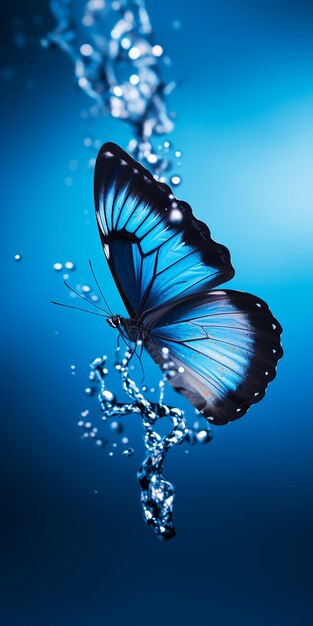 Blue butterfly in the water 4k hd wallpaper