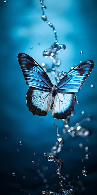 Blue butterfly in the water 4k hd wallpaper