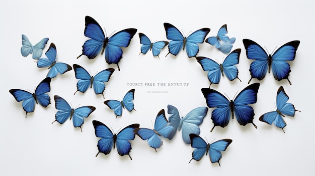 Photo blue butterfly on white background