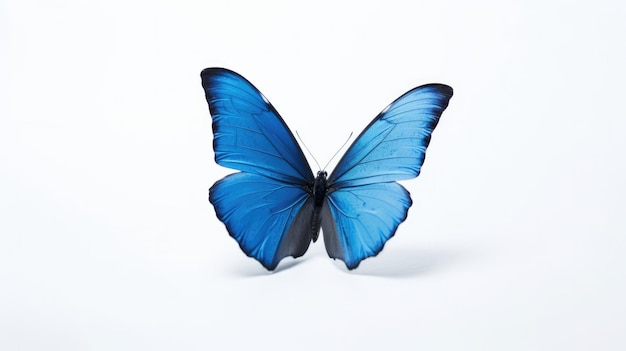 흰색 배경에 파란색 나비