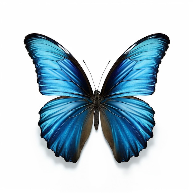 Foto una farfalla blu con sfondo bianco e nero