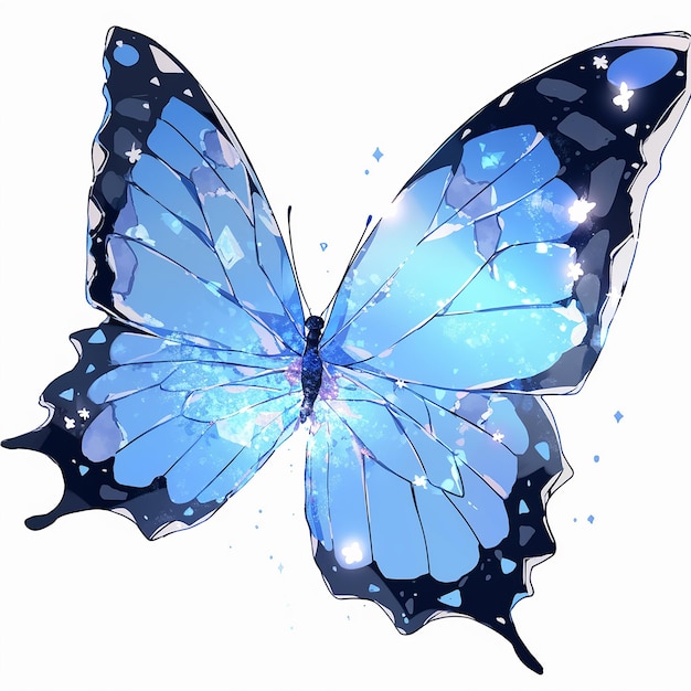 A blue butterfly with blue wings and the words blue butterfly on the bottom