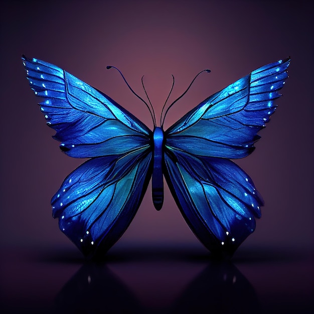 Farfalla blu con ali chiuse