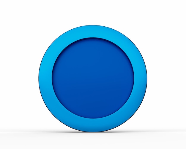 Photo blue button isolated on white blue circle empty label round sticker price tags abstract background