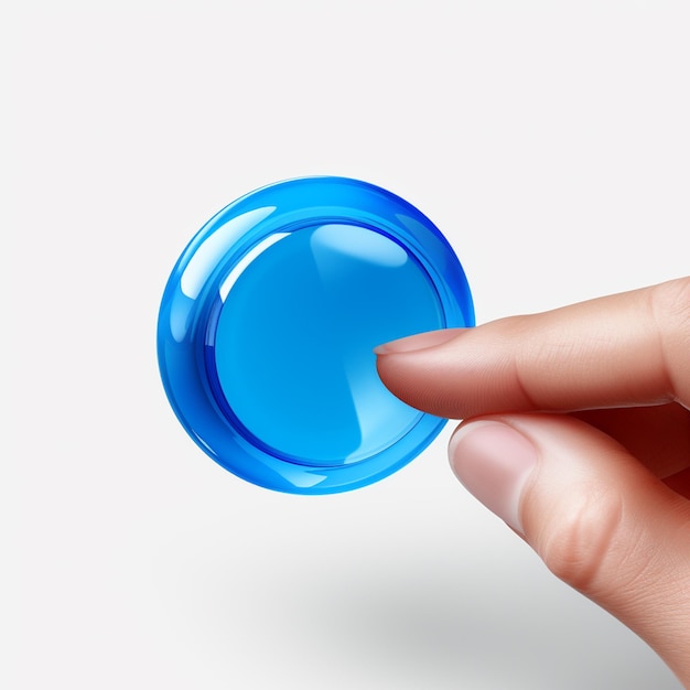 Photo a blue button with finger icon