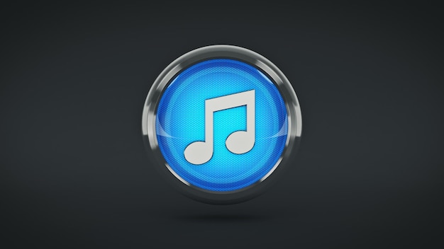 Foto un pulsante blu con l'icona di una nota musicale.