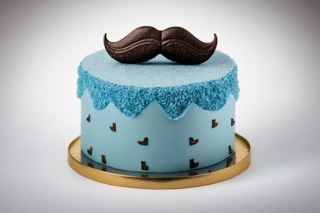 Blue cake with a mustache International Men's Day Father's Day celebration Generative AI