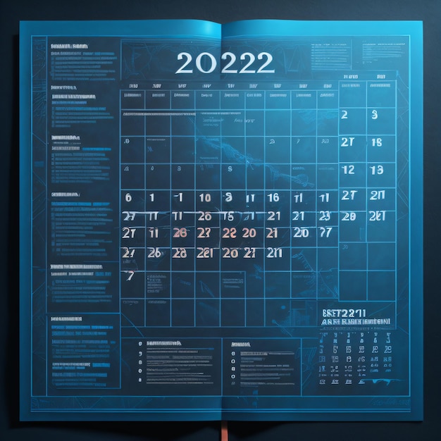 Photo a blue calendar with the date 2008 on it