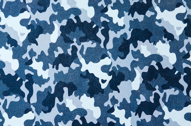Photo blue camouflage pattern leather texture closeup. use for background.