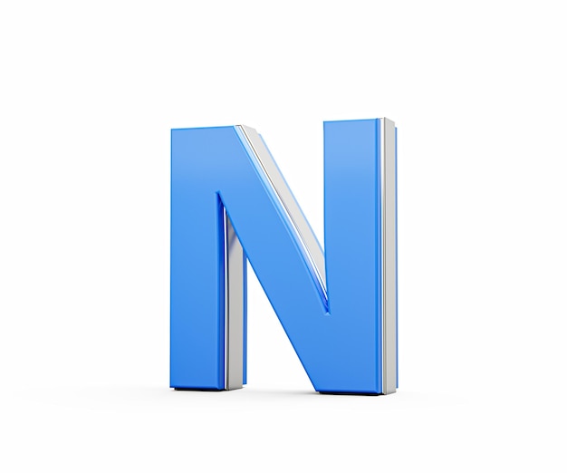 青い大文字のNはその優雅な近代的なデザインで輝いています いのボールドフォントと3Dイラスト