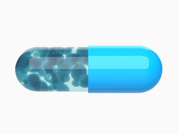 Blue capsule pill,Medical,Medicine 3D Render