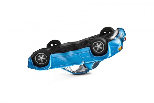 Blue car accident with damage scene- Transport and Traffic accident concept