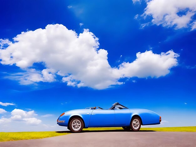 Blue Car Under Blue Sky Blue Car Generative Ai