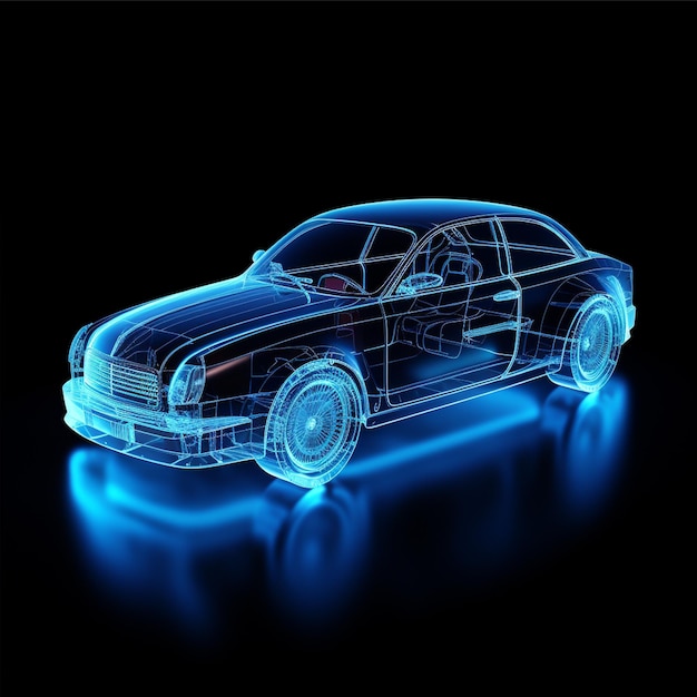 Foto una tecnologia per auto elettriche per auto blu