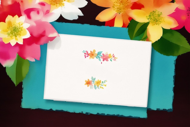 A blue card with flowers on it that says'i'm '