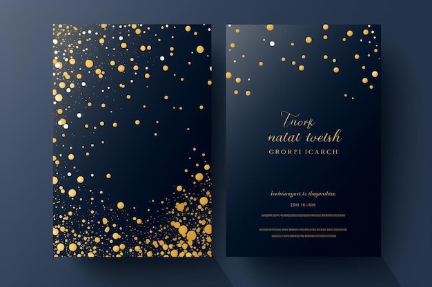 Photo a blue card with gold glitter and a gold background