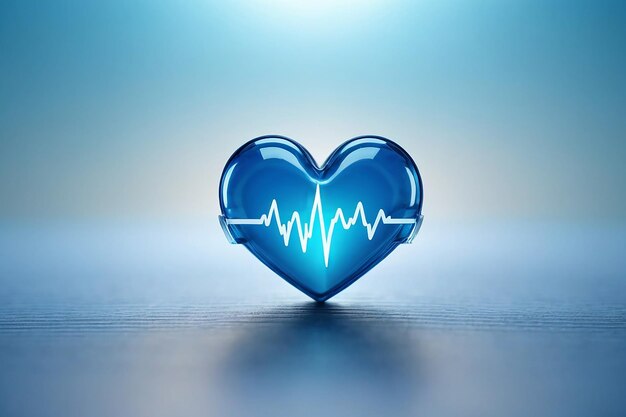 Photo blue cardio pulse shapes a healthcare heart modern simple design for medical backgroundiconlogo