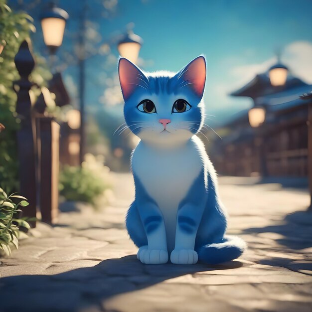 Blue Cartoon Cat Japan