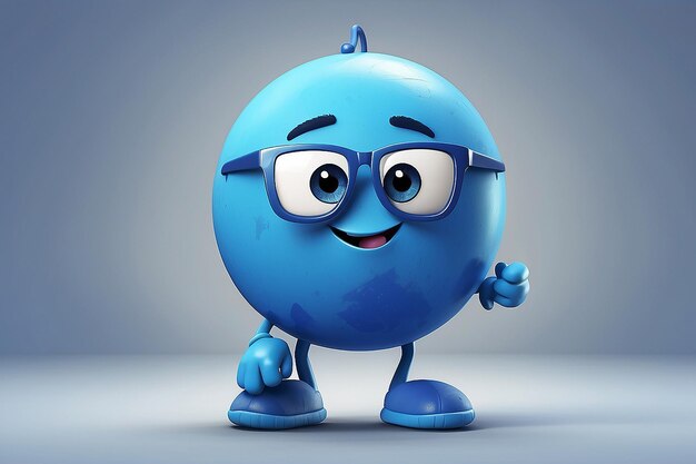 Photo a blue cartoon character with sunglasses and a blue ball