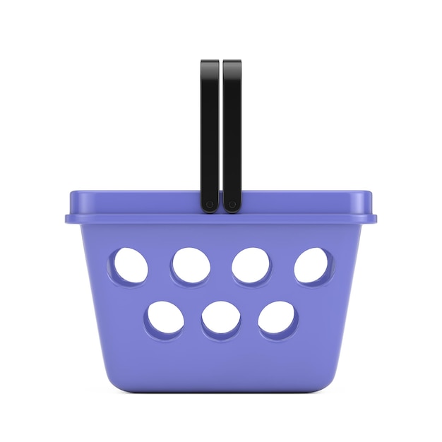 Blue Cartoon Minimal Style Grocery Shopping Basket 3d Rendering