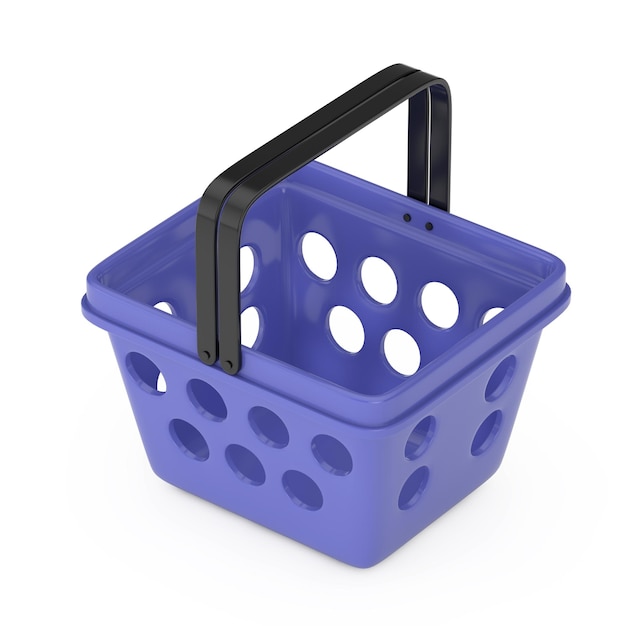 Blue Cartoon Minimal Style Grocery Shopping Basket 3d Rendering