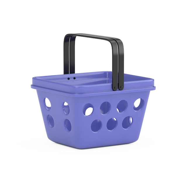 Blue Cartoon Minimal Style Grocery Shopping Basket 3d Rendering