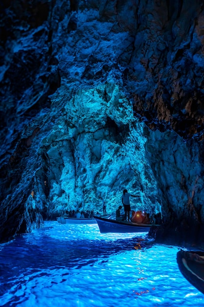 Blue cave on Bisevo island beautiful place to go Croatia