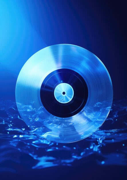 Blue cd on a blue background compact disc generative ai