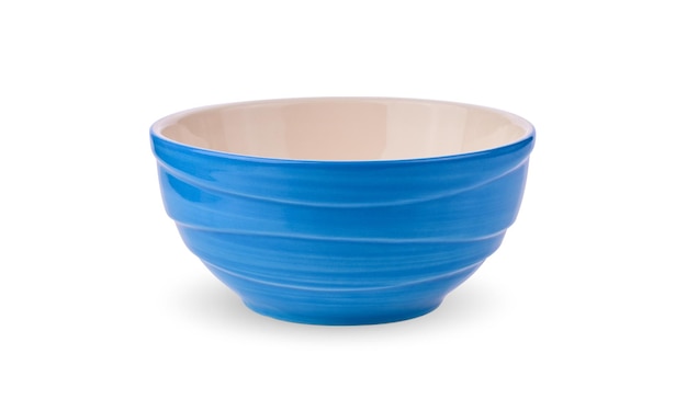 Blue ceramics bowl isolated on white background