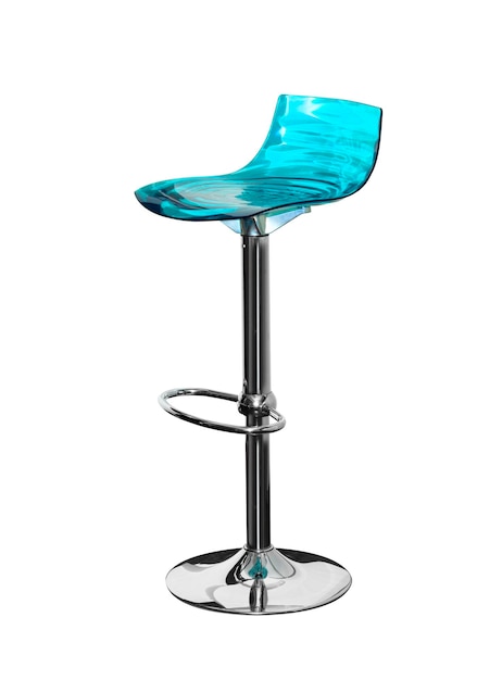 사진 흰색 배경에 고립 된 파란색 의자 바 의자