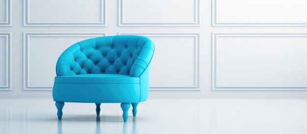 写真 白い背景に隔離された青い椅子