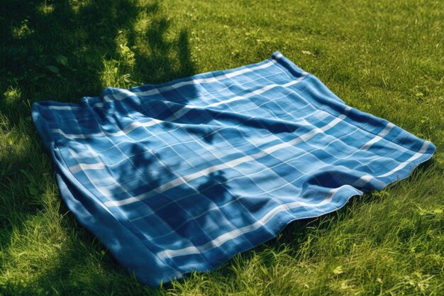 blue checked fabric tablecloth