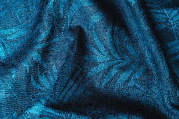 Blue checkered fabric closeup , tablecloth texture, close up.