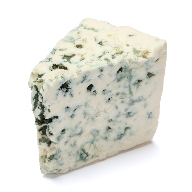 Blue cheese on a white table.