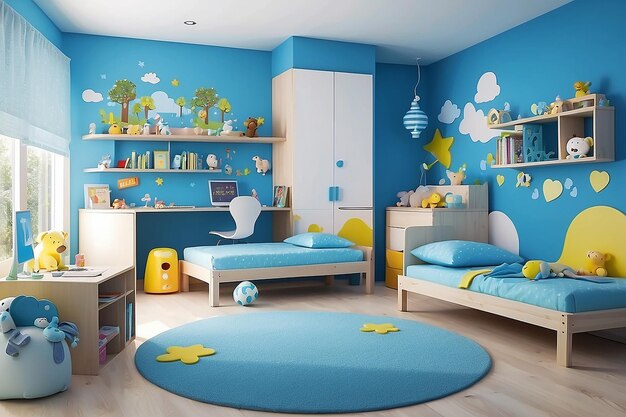 Blue children room interior