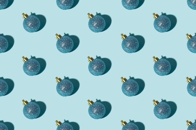 Blue christmas background bauble seamless pattern new year party decoration festive symmetrical