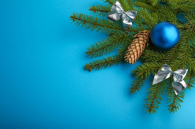 Blue Christmas background with copy space