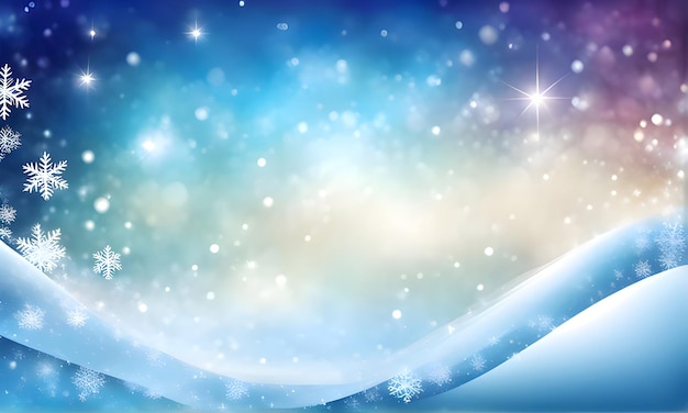 雪と雪粒の青いクリスマスの背景