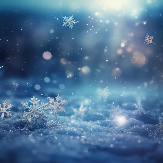 Photo blue christmas background with snowflakes