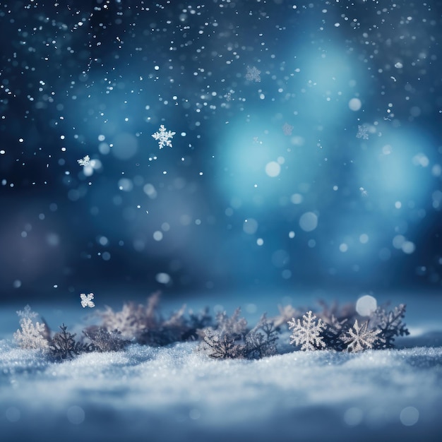 Blue Christmas background with snowflakes